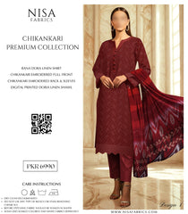 Nisa Fabrics Embroidered Chikankari Premium