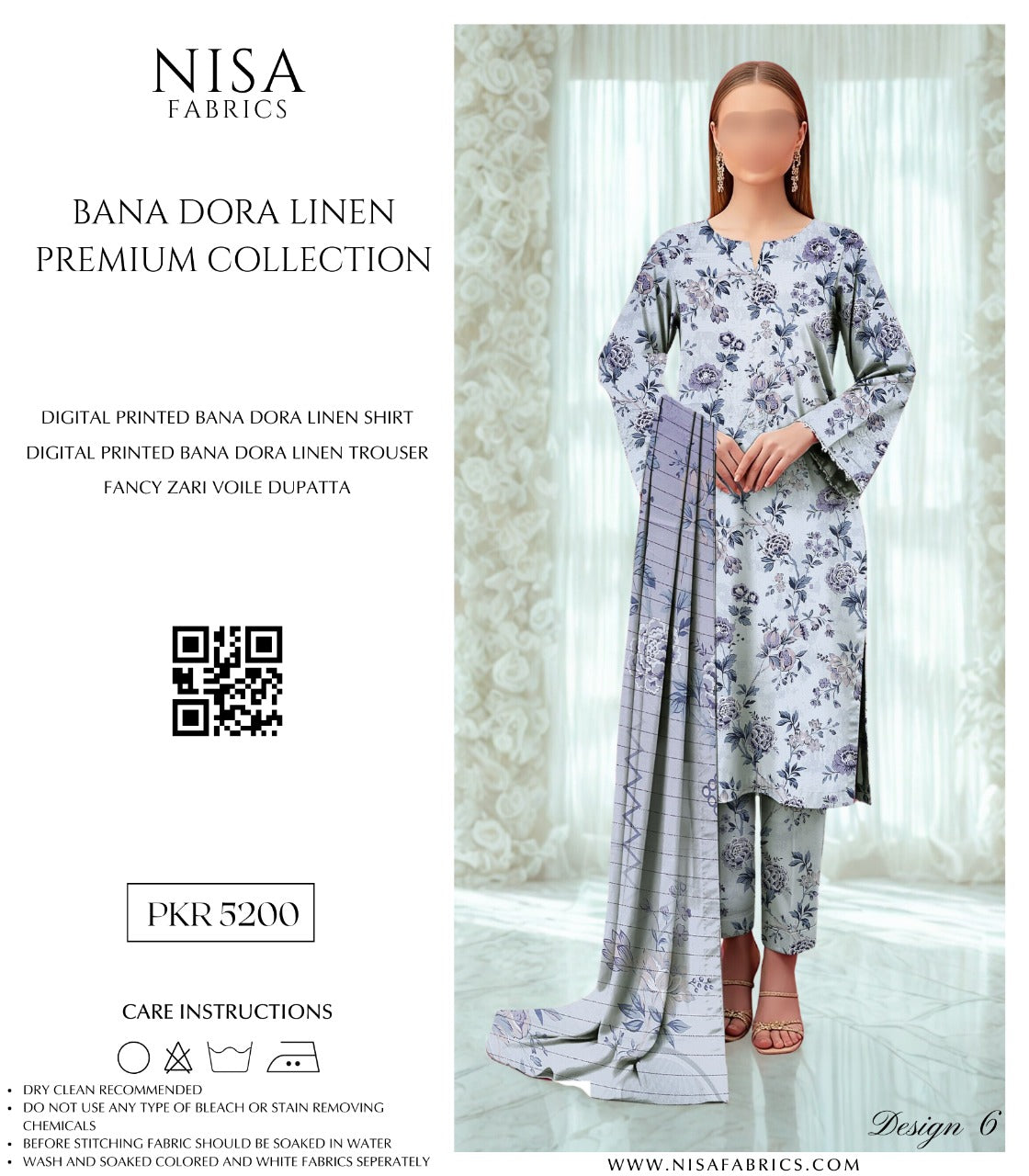 Nisa Fabrics Bana Dora Linen Premium
