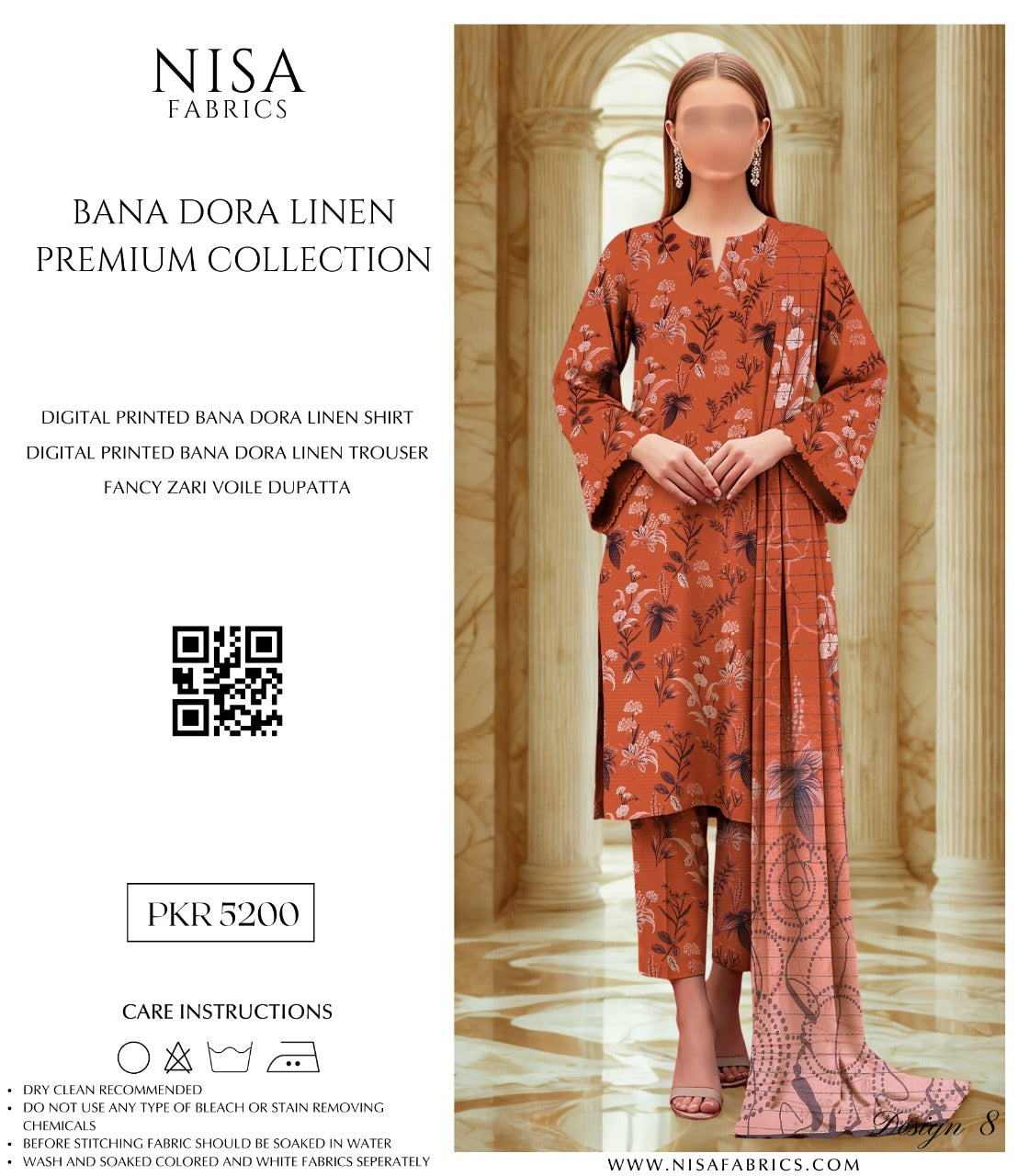 Nisa Fabrics Bana Dora Linen Premium