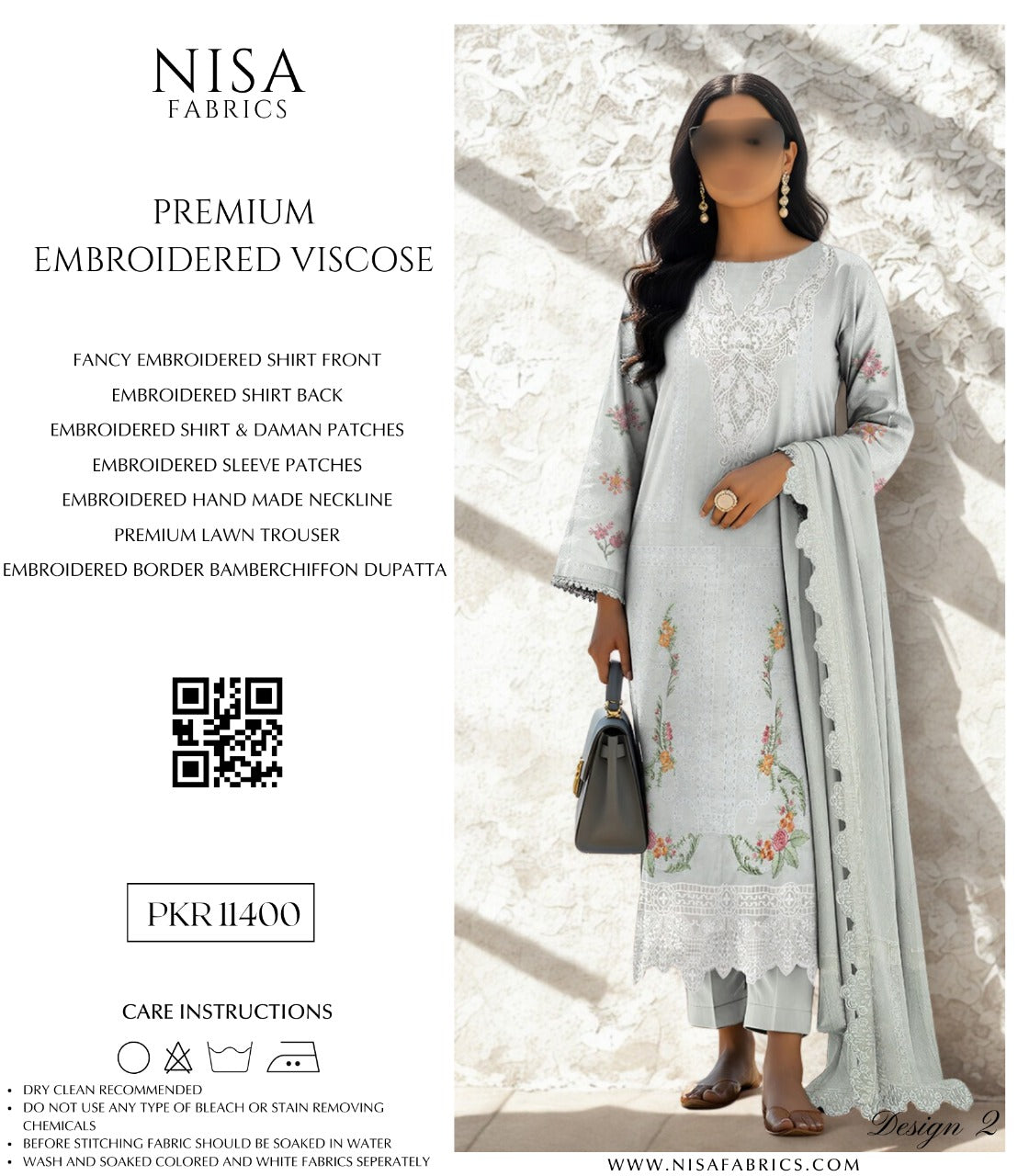 Nisa Fabrics Premium Embroidered Viscose